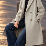 Chic Versatile Long Collared Wool Blend Coat