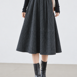 French Vintage High Waist Elastic Waist Knit Skirt