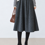 French Vintage High Waist Elastic Waist Knit Skirt
