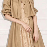 Elegant Stand Collar Pleated Long Trench Coat