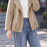 Casual Hooded Double Breasted Drawstring Trench Coat