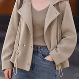 Casual Hooded Double Breasted Drawstring Trench Coat