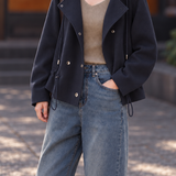 Casual Hooded Double Breasted Drawstring Trench Coat