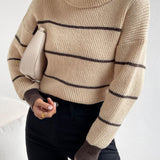Chic Striped Turtleneck Sweater