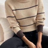 Chic Striped Turtleneck Sweater