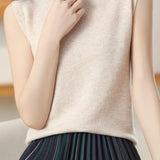 Elegant Mock Neck Sleeveless Knit Vest