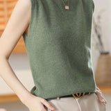 Elegant Mock Neck Sleeveless Knit Vest