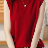 Elegant Mock Neck Sleeveless Knit Vest