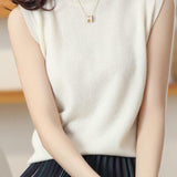 Elegant Mock Neck Sleeveless Knit Vest