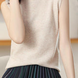 Elegant Mock Neck Sleeveless Knit Vest