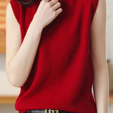 Elegant Mock Neck Sleeveless Knit Vest