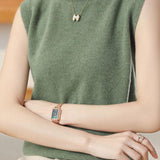 Elegant Mock Neck Sleeveless Knit Vest