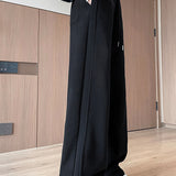 Casual High-Waisted Contrast Drawstring Wide-Leg Pants