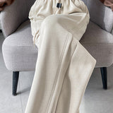 Casual High-Waisted Contrast Drawstring Wide-Leg Pants