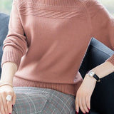Chic Mock Neck Long Sleeve Cable Knit Sweater