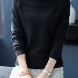 Chic Mock Neck Long Sleeve Cable Knit Sweater