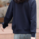 Casual Collared Zip-Up Sweatshirt Jacket with Contoured Seams