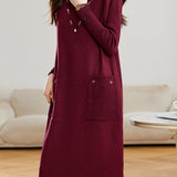Elegant Mock Neck Beaded Long Sleeve Knit Dress