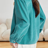 Casual Collared Pleated Puff Sleeve Long Sleeve Shirt