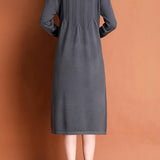 Versatile Crew Neck Vertical Ribbed Knit Dress