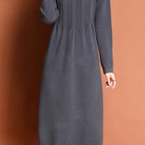 Versatile Crew Neck Vertical Ribbed Knit Dress