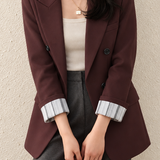 Versatile Striped Cuffed Lapel Blazer