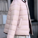 Casual Colorblock Crew Neck Long Sleeve Padded Jacket