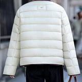 Casual Colorblock Crew Neck Long Sleeve Padded Jacket