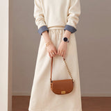 Casual Layered Look Plaid Patchwork Cotton Sweatshirt and Skirt Set