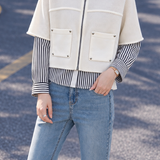 Casual Striped Collared Shirt and Crew Neck Knit Vest Set