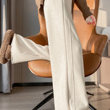 Casual High Waist Drawstring Colorblock Wide Leg Pants