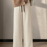 Casual High Waist Drawstring Colorblock Wide Leg Pants