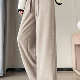 Casual High Waist Drawstring Colorblock Wide Leg Pants