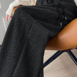 Casual High Waist Drawstring Colorblock Wide Leg Pants