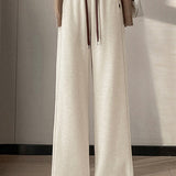 Casual High Waist Drawstring Colorblock Wide Leg Pants