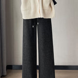 Casual High Waist Drawstring Colorblock Wide Leg Pants
