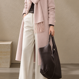 Elegant Wrap Front Diagonal Button Coat