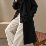 Elegant Wrap Front Diagonal Button Coat
