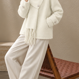 Elegant Wrap Front Diagonal Button Coat