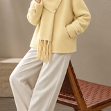 Elegant Wrap Front Diagonal Button Coat