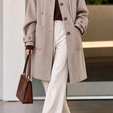 Casual Detachable Hood Wool Blend Coat