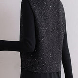 Elegant Sequin V-Neck Vest and Elastic Waist Skirt Set