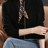Chic Stand Collar Tie Detail Long Sleeve Knit Sweater