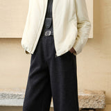 Casual Stand Collar Zip-Up Solid Color Jacket
