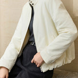 Casual Stand Collar Zip-Up Solid Color Jacket