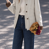 Casual Colorblock Collared Pocket Jacket