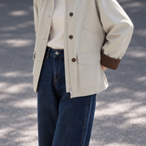 Casual Colorblock Collared Pocket Jacket