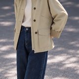 Casual Colorblock Collared Pocket Jacket