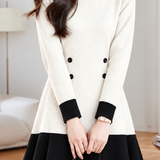 Chic Colorblock Crew Neck Long Sleeve Knit Dress