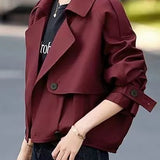 Casual Oversized Lapel Double Breasted Cropped Trench Coat